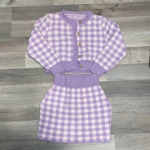 2 piece plaid blazer and skirt matching set